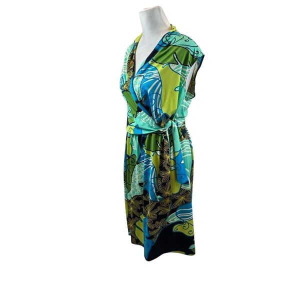Ladies Karin Stevens Petites Bold Print‎ Tie Waist Dress Size 8 Petite - Picture 5 of 11